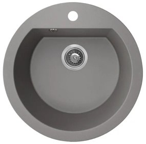 Laveo Dafne, 1-komorový granitový drez 510x510x205 mm, šedá, LAV-SBD_580T