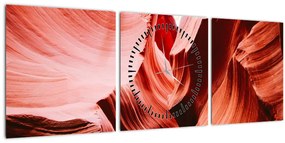 Obraz červených skál (s hodinami) (90x30 cm)