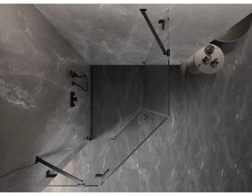 Mexen Lunar, päťuholníkový sprchový kút s ľavým sklonom 80 x 90 cm, 8mm číre sklo, čierny profil, 831-080L-090P-70-00-L