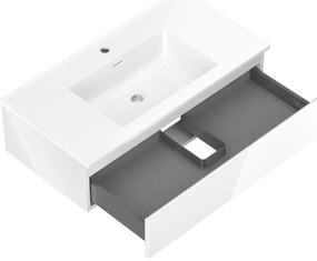 Mexen Orio, kúpeľňová skrinka 90 cm s umývadlom Otis, 1 zásuvka, biela lesklá, 91A10-09023-1-BF00-W18M00