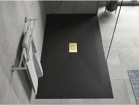 Mexen Hugo, obdĺžniková sprchová vanička SMC 150 x 100 cm, čierna, zlatá krytka, 42701015-G