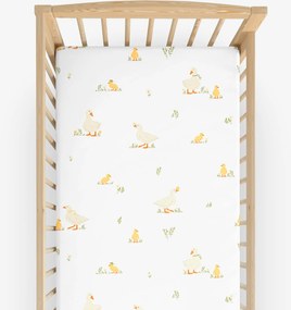 Goldea bavlnená napínacia plachta do detskej postieľky - kačice 60 x 120 cm
