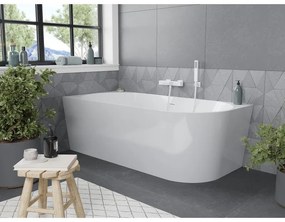 Mexen Mia, voľne stojaca rohová vaňa, lavá, 180 x 80 cm, biela, biely prepad, 52691808000L-20