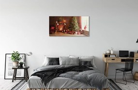 Sklenený obraz Krbové darčeky vianočné stromčeky 140x70 cm