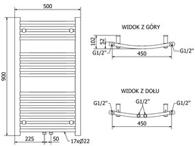 Mexen Ares, vykurovacie teleso 900 x 500 mm, 372 W, biela, W102-0900-500-00-20