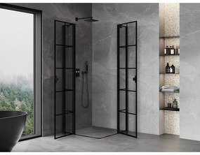 Mexen, Mexen Mist Duo výklopný sprchový kút 100 x 100 cm, čierna mriežka - 8A4-100L-100P-70-77