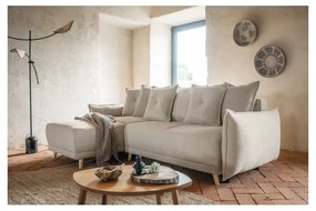 Béžová menčestrová rozkladacia rohová pohovka (variabilná) Lazy Lukka – Miuform