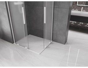 Mexen Velar L Duo, sprchový kút s posuvnými dverami 100 x 90 cm, 8mm sklo námraza, biela matná, 871-100-090-02-33-20