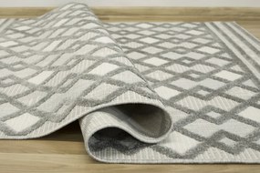 Šnúrkový koberec Stella D418A - Romby Aztec sivý / strieborný