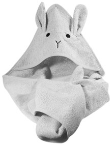 Sivá bavlnená detská osuška s kapucňou 76x76 cm Rabbit – Kindsgut