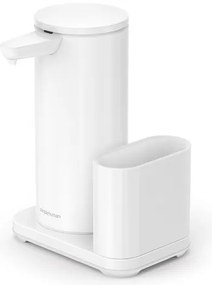 Bezdotykový dávkovač mydla Simplehuman 414 ml + držiak na hubku biela oceľ SHST1081