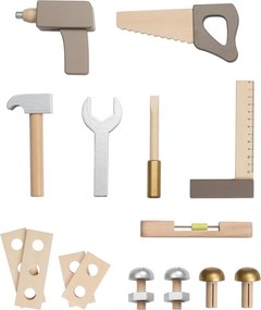 Drevený pracovný stolík pre deti v šedej farbe