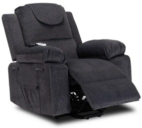 Masážne kreslo s funkciou vstávania MARCOS tmavosivé