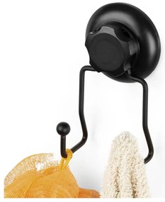 Čierny samodržiaci nástenný dvojitý háčik Compactor Bestlock Black