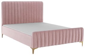 Posteľ, ružová/gold chróm zlatý, 180x200, KAISA