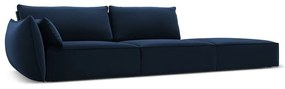 Tmavomodrá zamatová pohovka ľavý roh 264 cm Vanda – Mazzini Sofas