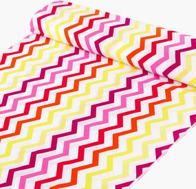 Biante Detské bavlnené posteľné obliečky do postieľky Sandra SA-379 Žlto-ružovo-červené cik-cak pásiky Do postieľky 90x140 a 40x60 cm