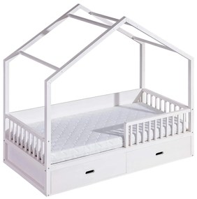 DL Detská drevená posteľ domček 200x90 Wiktor - biela