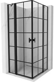 Mexen, Mexen Mist Duo výklopný sprchový kút 90 x 90 cm, čierna mriežka - 8A4-090L-090P-70-77