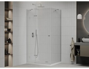 Mexen Roma, sprchovací kút 110 (dvere) x 80 (stena) cm, 6mm číre sklo, chrómový profil + slim sprchová vanička 5cm, 854-110-080-01-00-4010