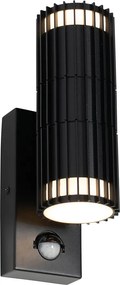 Vonkajšie nástenné svietidlo čierne s pohybovým senzorom 2-svetlo - Boris