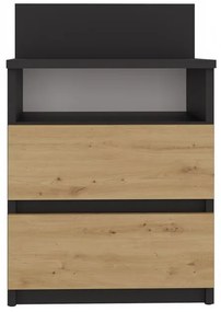 Nočný stolík Musecalo 1 (antracit + dub artisan). Akcia -22%. Vlastná spoľahlivá doprava až k Vám domov. 1132751