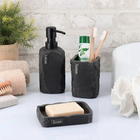 Sada kúpeľňových doplnkov Paola, čierna/s čiernymi prvkami