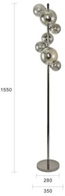 Brilagi - LED Stojacia lampa MILLA 7xG9/3W/230V čierny chróm/dymové sklo