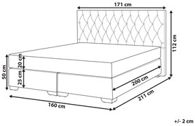Kontinentálna posteľ svetlosivá 160x200 cm DUCHESS Beliani