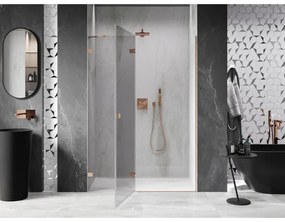 Mexen Lunar, ľavé otočné sprchové dvere 140 cm, 8mm číre sklo, medený matný profil, 834-140-000-65-00-L