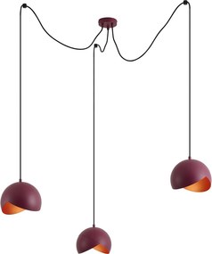 Dizajnová červená závesná lampa s opálovým sklom 3-svetelná - Tulip