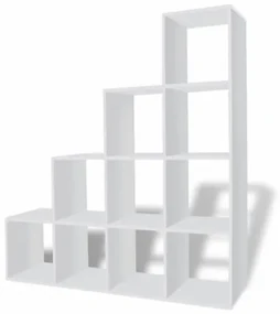 vidaXL Regál na knihy/policový regál v tvare schodov 142 cm, biely-
