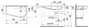 LAUFEN IlBagnoAlessi One Umývadlo do nábytku, 900 mm x 500 mm, biela – 1 otvor na batériu, stredový, s LCC H8149764001041