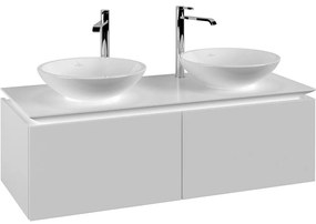 VILLEROY &amp; BOCH Legato závesná skrinka pod dve umývadlá na dosku, 2 zásuvky, 1200 x 500 x 380 mm, White Matt, B58300MS