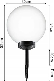 LED solárna lampa LED/1,2V 6500K 200 mAh pr. 30 cm IP44 biela/čierna