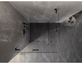 Mexen Lunar-F Duo, Skladací sprchový kút 100 x 100 cm, 8mm číre sklo, čierny profil, 836-100L-100P-70-00