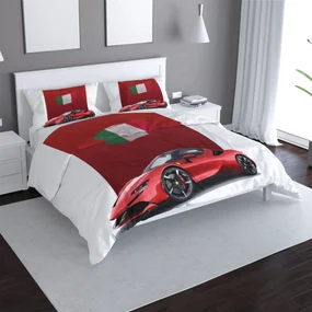 Sablio Obliečky Ferrari Talianska vlajka na červenom bloku - 140x220 / 90x70