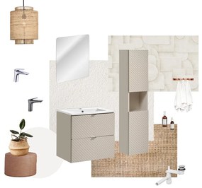 Závěsná skříňka Viva Cashmere s deskou 60 cm kašmírová/dub evoke