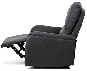 Relaxačné kreslo čalúnené sivou látkou