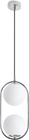 Závesné svietidlo Florence, 2x biele sklenené tienidlo, ch, U