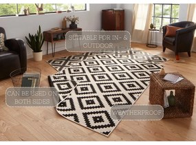 Čierno-krémový vonkajší koberec NORTHRUGS Malta, 80 x 150 cm