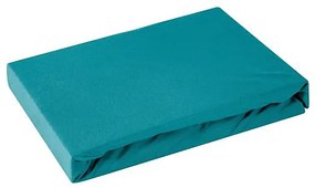 Bavlnená posteľná plachta s gumkou Jersey 90&#215;200 tyrkysová