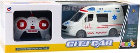 LEAN Toys Sanitka na diaľkové ovládanie RC so svetlami a zvukmi 1:20 biela