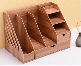 Prémiový kombinovaný DIY stojan so 8 priečinkami a 2 zásuvkami tmavé drevo Tmavé drevo