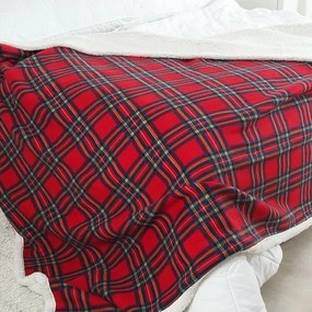 B.E.S. Petrovice Baránková deka Buffalo Káro červeno-zelená, 150 x 200 cm