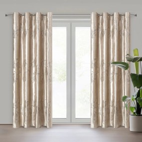 EUROFIRANY ZATEMŇOVACÍ ZÁVES NA KRÚŽKOCH IDALIA 140X250 CM LISTY