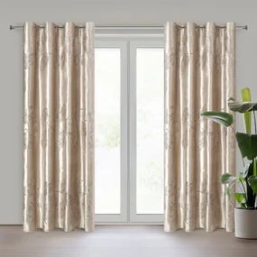 EUROFIRANY ZATEMŇOVACÍ ZÁVES NA KRÚŽKOCH IDALIA 140X250 CM LISTY