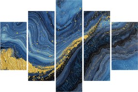 Obraz - Modro-zlatá abstrakcia (150x105 cm)