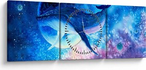 Obraz - Vesmírna veľryba (s hodinami) (90x30 cm)