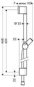 Hansgrohe Unica, sprchová tyč C 650 mm so sprchovacou hadicou Isiflex 1600 mm, chrómová, HAN-27611000